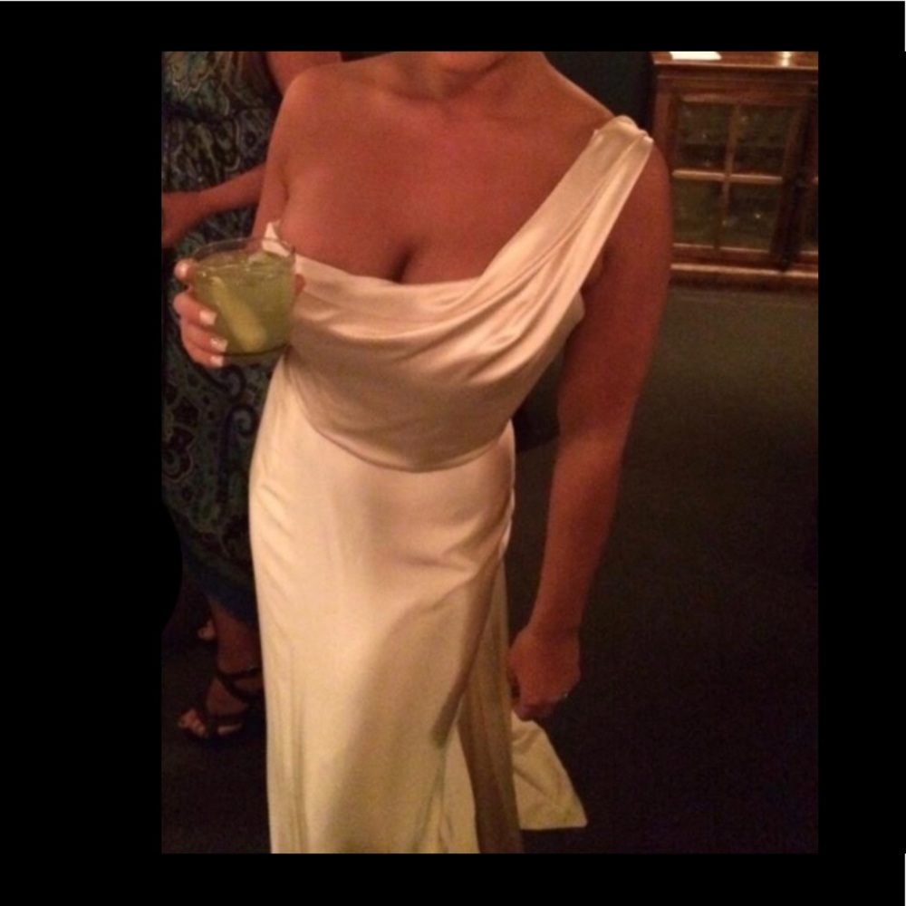 Ines Di Santos cream silk two piece dress